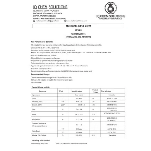 Water White Hydraulic Oil Additive