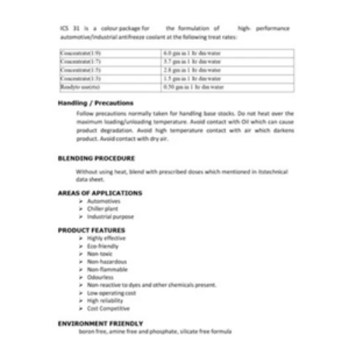 Plane Coolant Admixture Premix