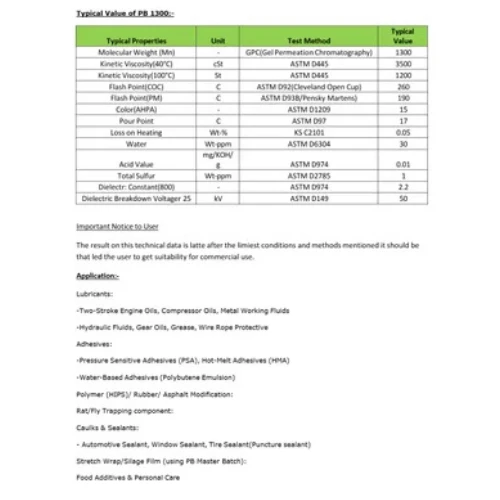 Technical Grade Polybutenes Indopol H-1900 Liquid, Purity: 99%
