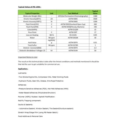 Industrial Grade Polybutene